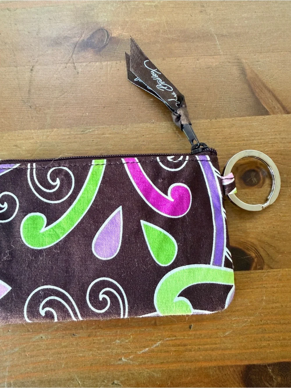 Vera Bradley Retired Vintage Purple Punch Pattern ID Wallet Split Keychain